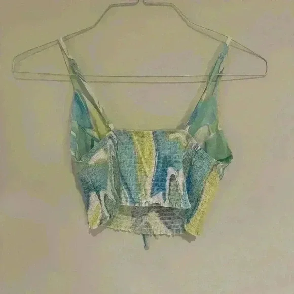 L.A. Hearts Green and Blue Thin Strap Crop Top Size Small Like New - Picture 2 of 2